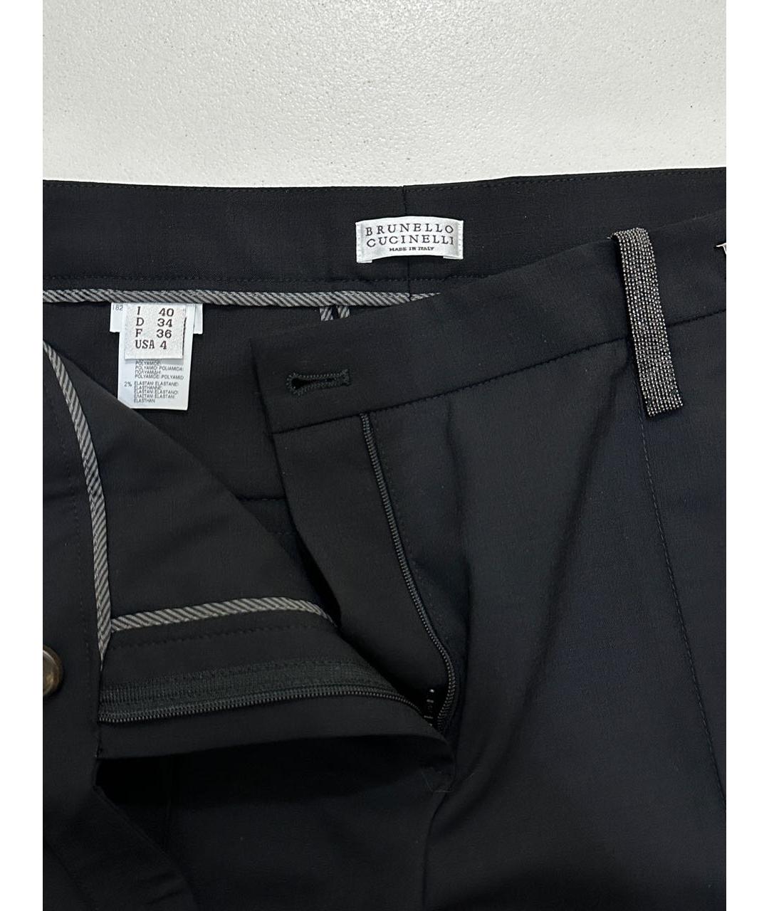 BRUNELLO CUCINELLI Черные шифоновые брюки узкие, фото 6