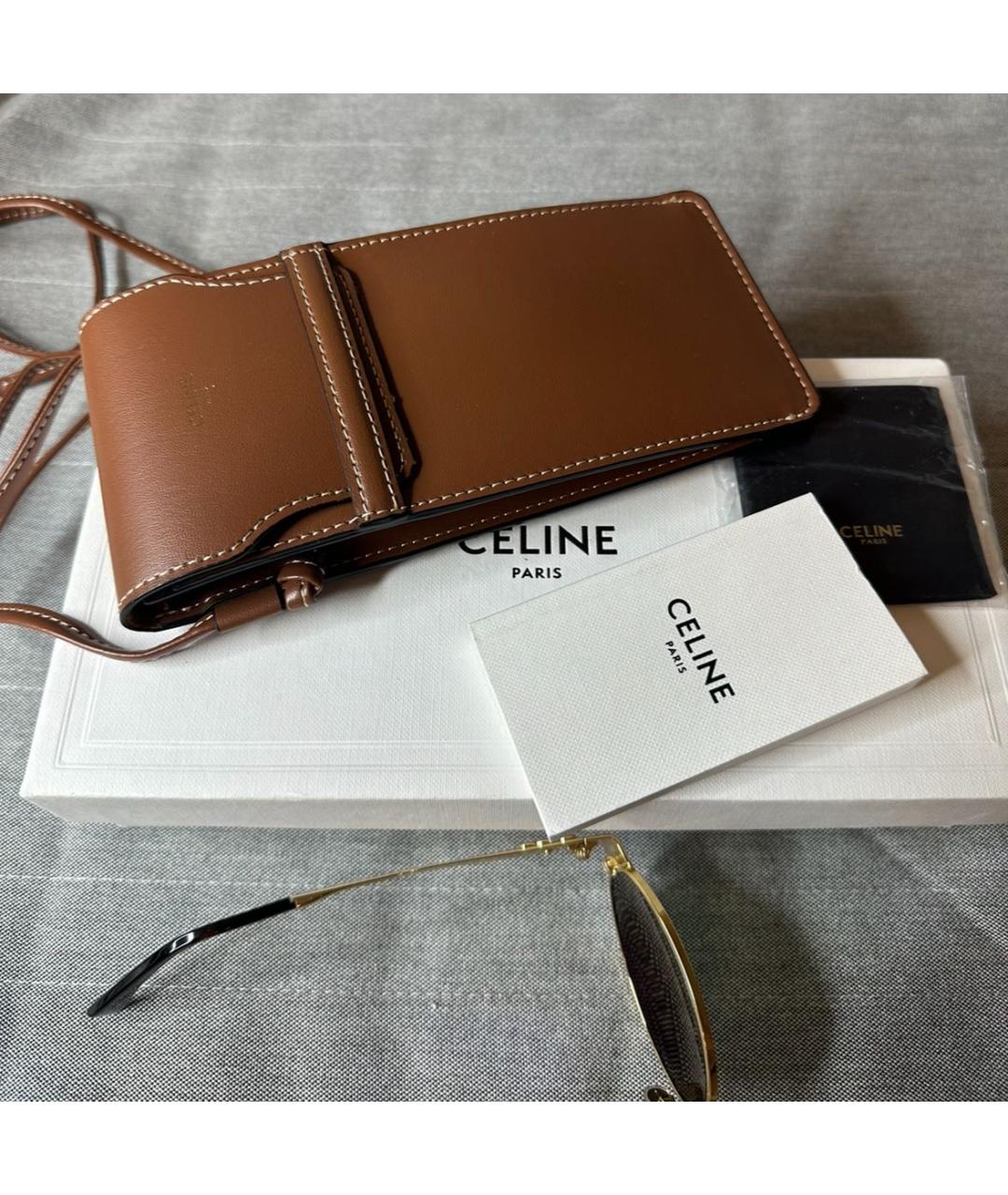 CELINE Золотые металлические солнцезащитные очки, фото 4