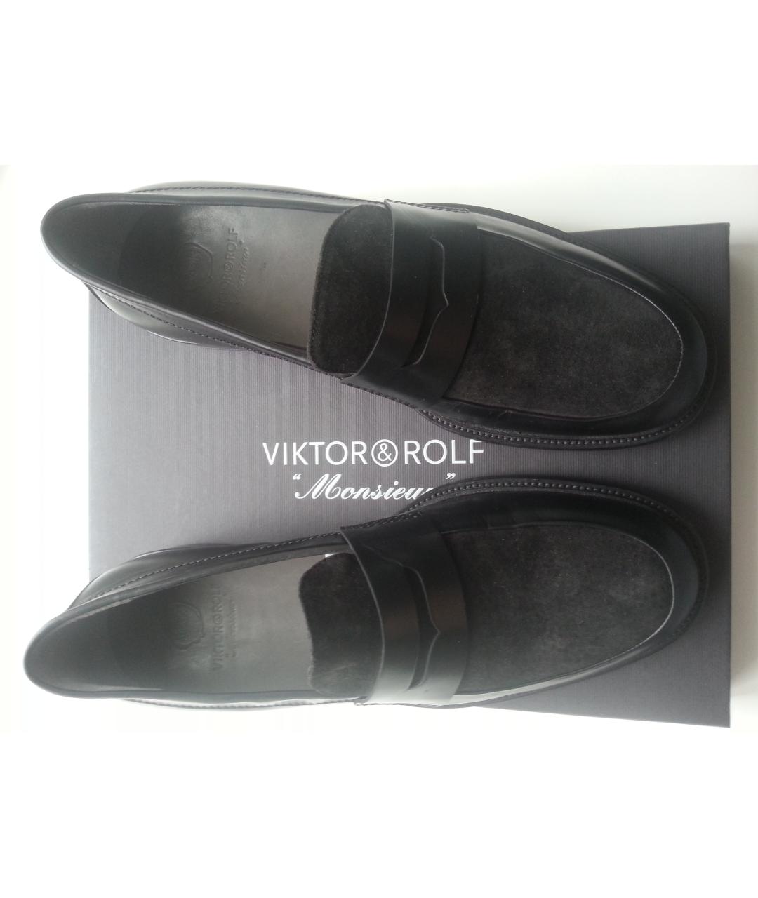 VIKTOR & ROLF Черные кожаные мокасины, фото 7