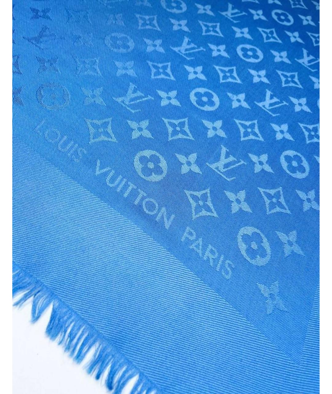 LOUIS VUITTON Голубой шерстяной платок, фото 4