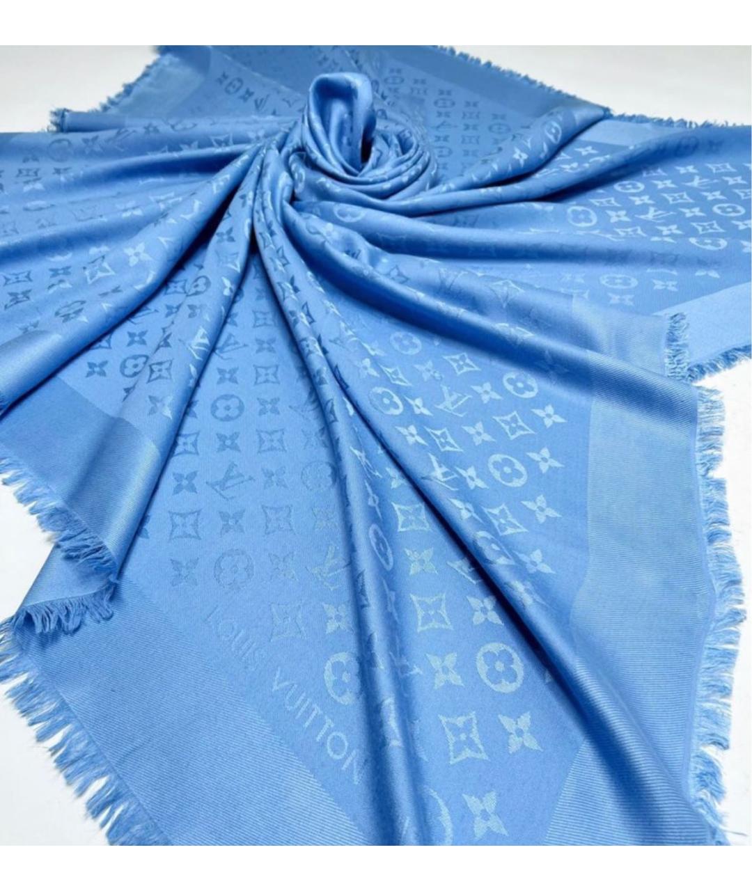 LOUIS VUITTON Голубой шерстяной платок, фото 2