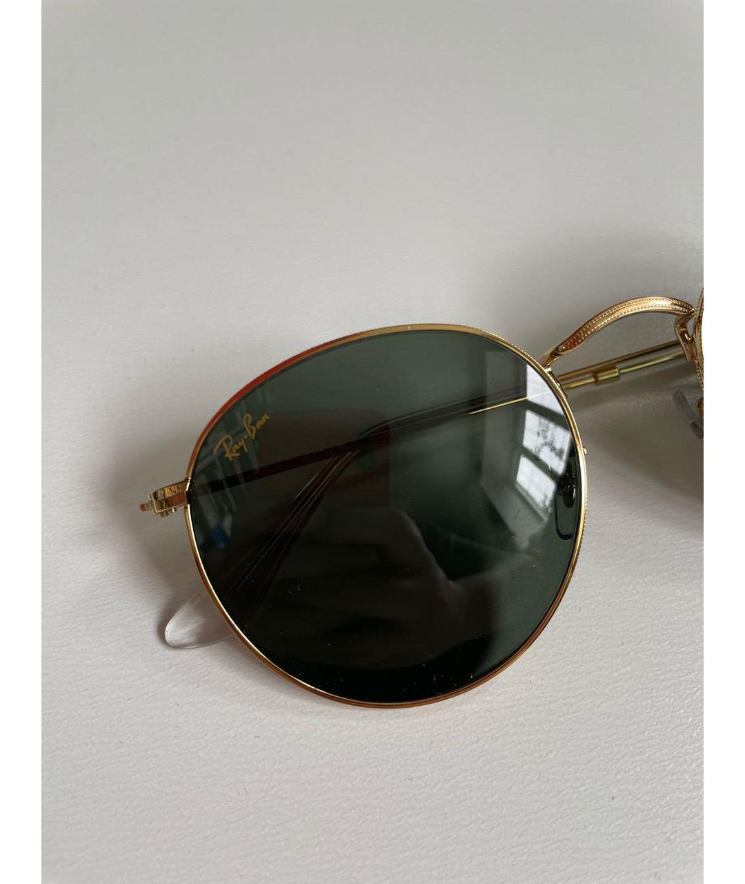 RAY BAN Золотые пластиковые солнцезащитные очки, фото 3