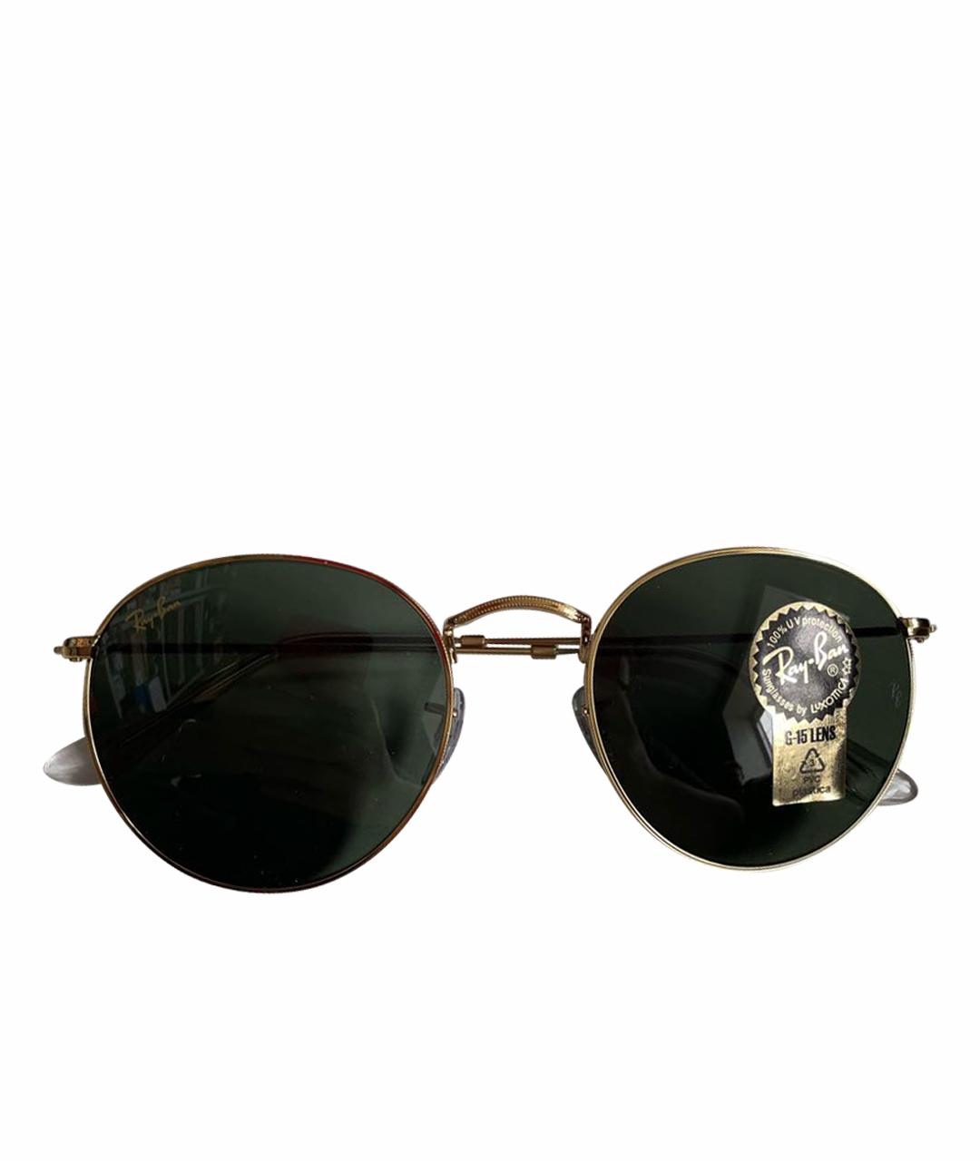 RAY BAN Золотые пластиковые солнцезащитные очки, фото 1