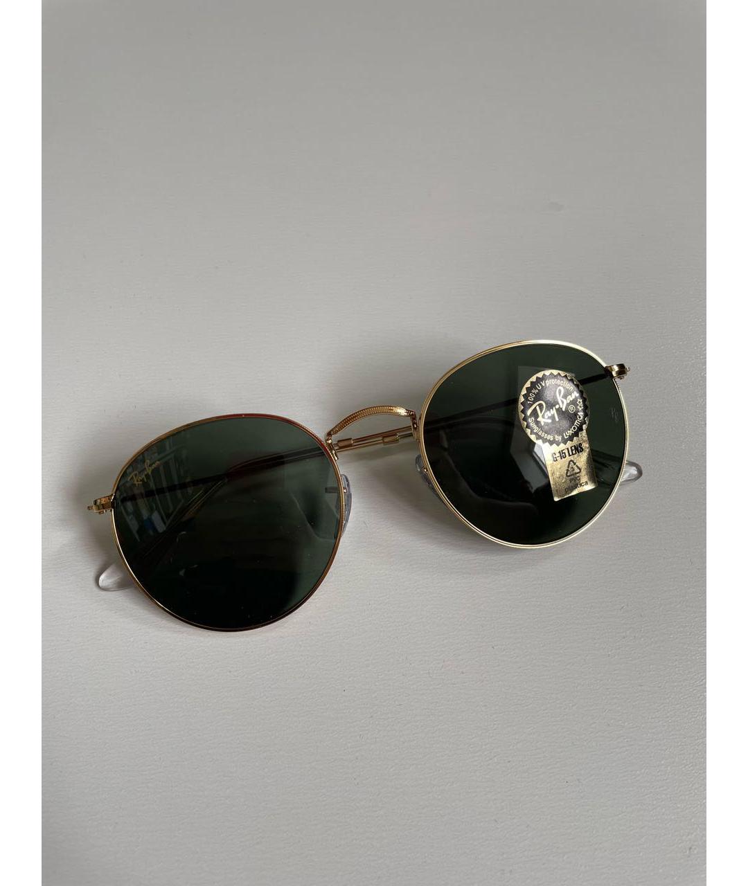 RAY BAN Золотые пластиковые солнцезащитные очки, фото 8
