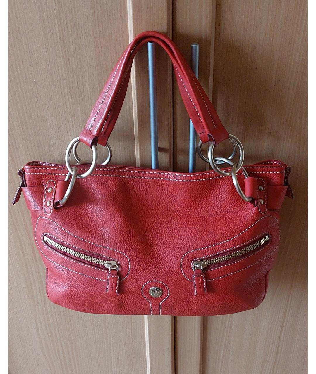 LANCEL Красная кожаная сумка с короткими ручками, фото 10