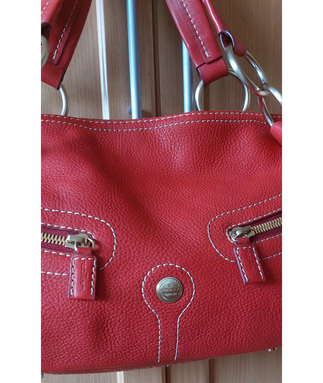 LANCEL Красная кожаная сумка с короткими ручками, фото 3