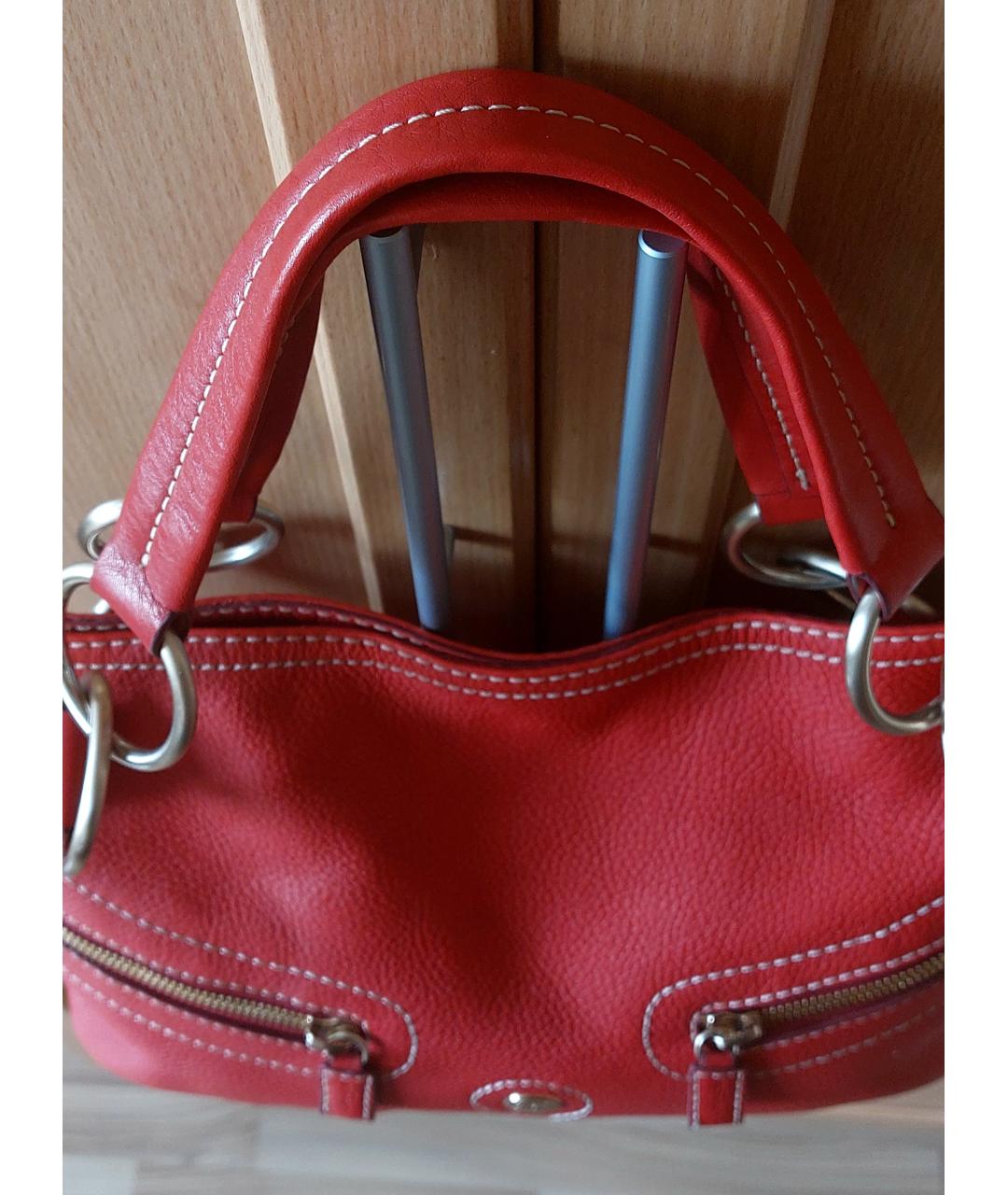 LANCEL Красная кожаная сумка с короткими ручками, фото 6