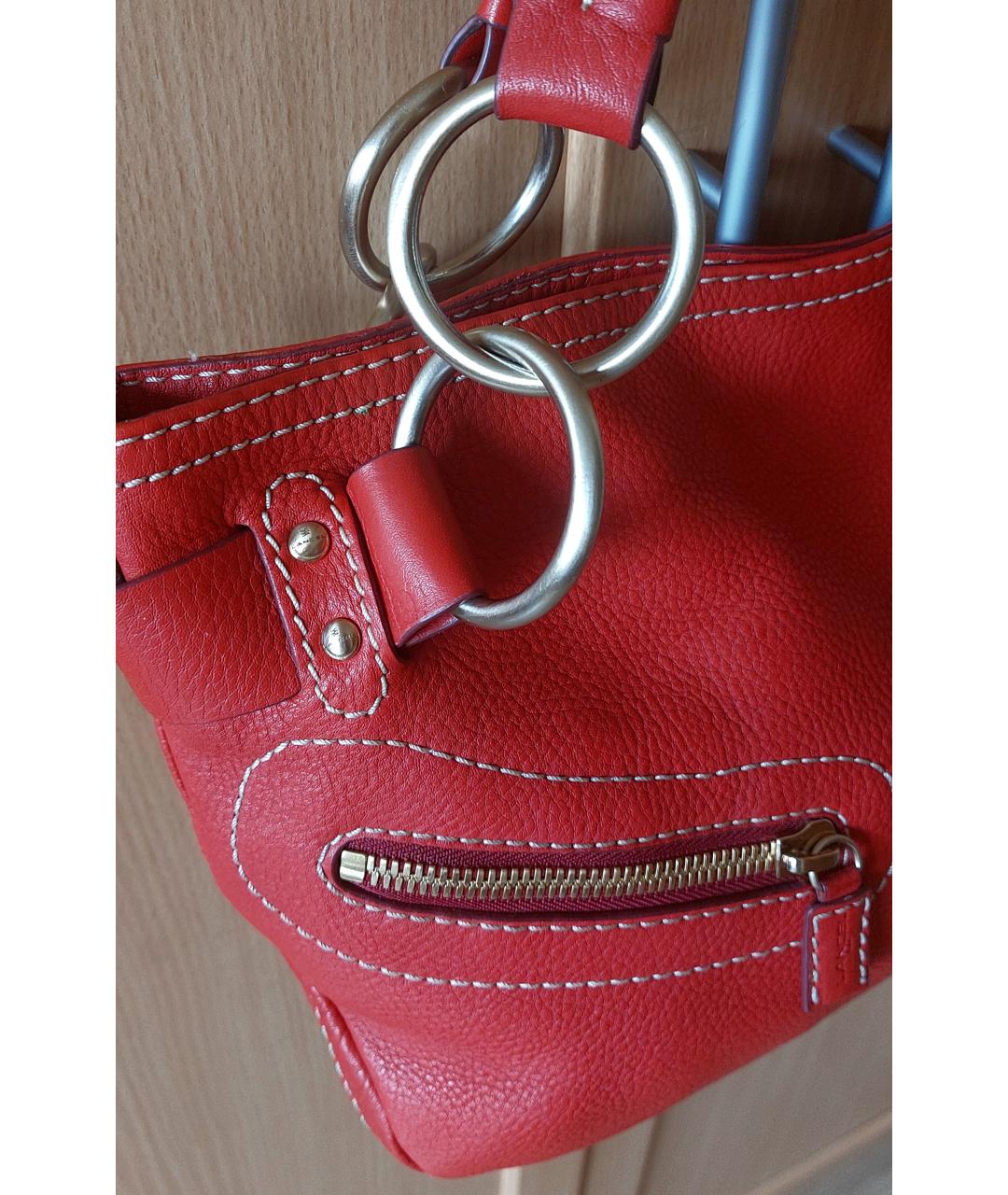 LANCEL Красная кожаная сумка с короткими ручками, фото 5