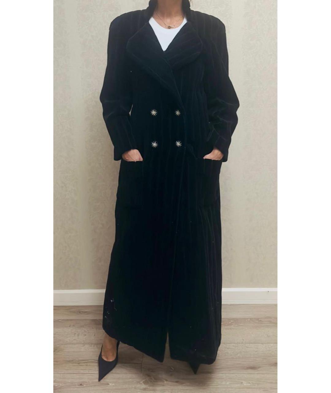 CHANEL PRE-OWNED Черное бархатное пальто, фото 3