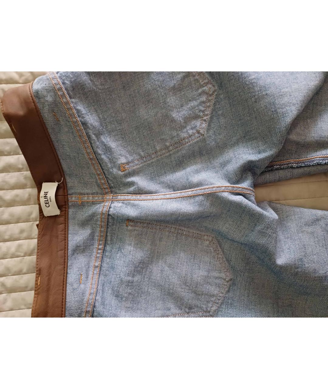 CELINE PRE-OWNED Голубые хлопковые прямые джинсы, фото 3
