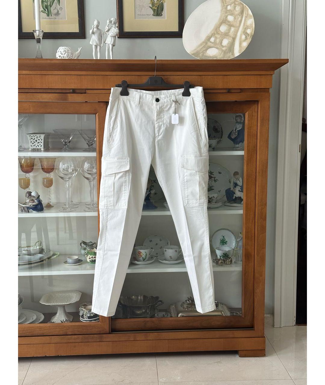 ELEVENTY Белые хлопковые брюки чинос, фото 8