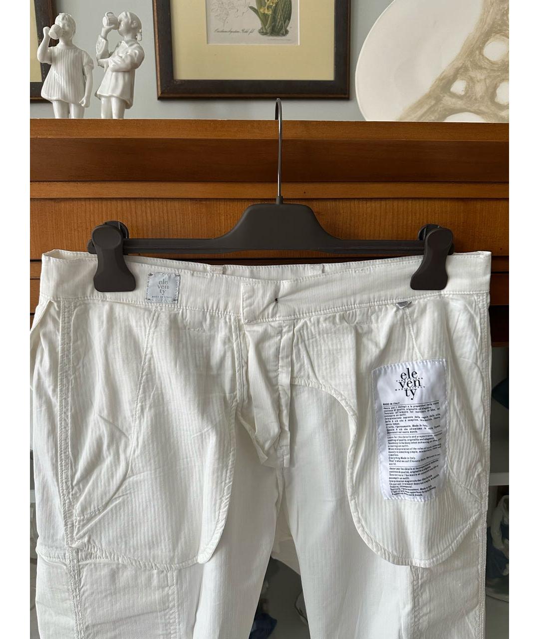 ELEVENTY Белые хлопковые брюки чинос, фото 3