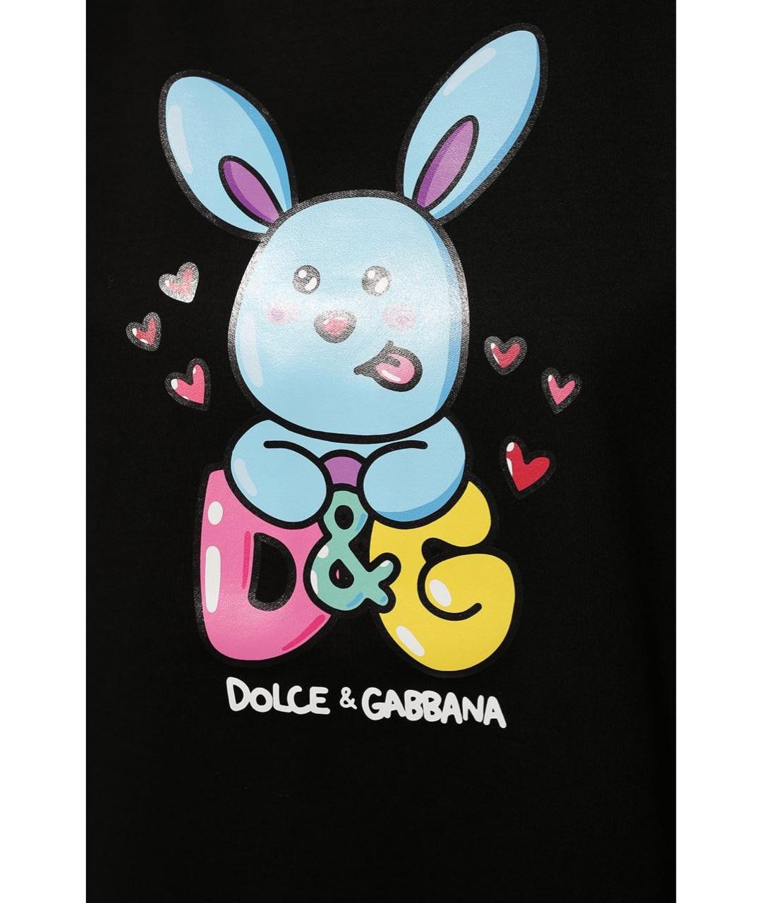 DOLCE&GABBANA Черная хлопковая футболка, фото 4
