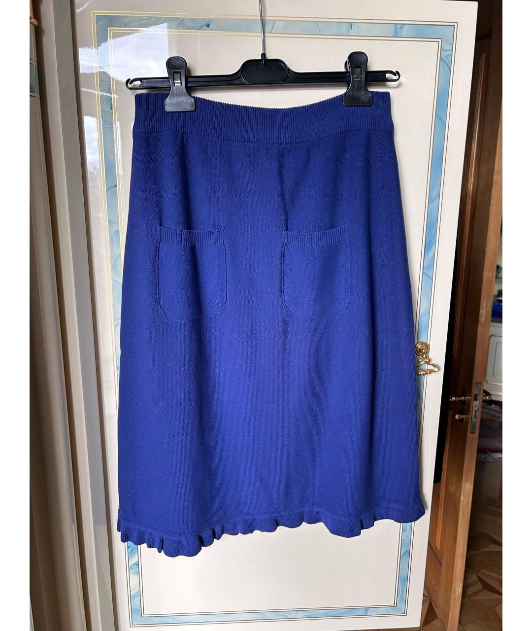 SONIA RYKIEL Синяя хлопковая юбка миди, фото 2
