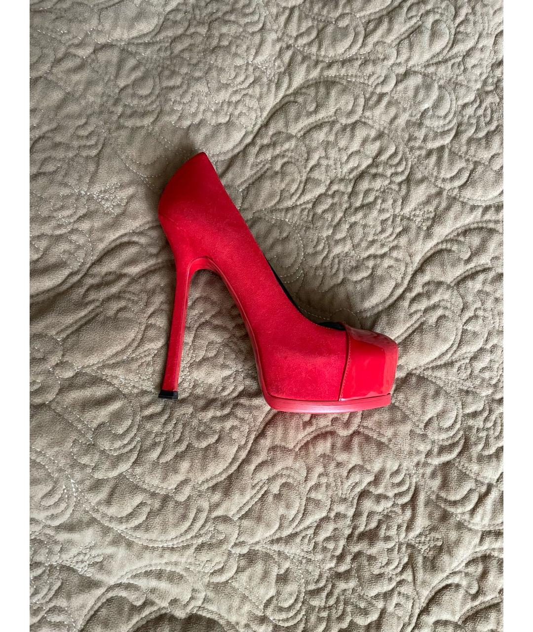 SAINT LAURENT Красные замшевые туфли, фото 6