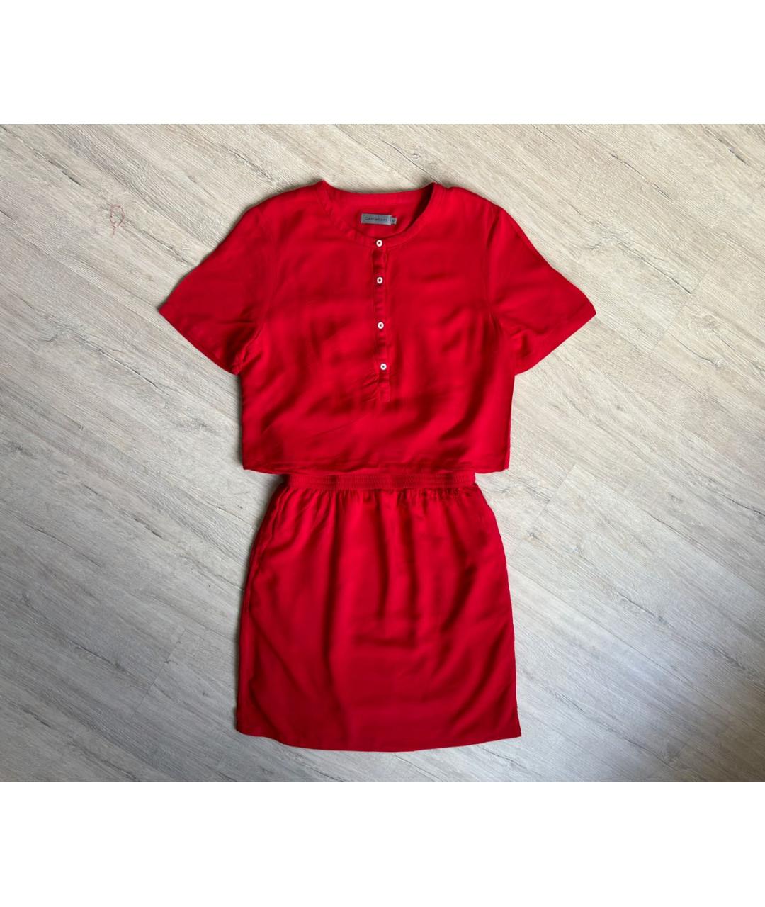 CALVIN KLEIN JEANS Красное вискозное повседневное платье, фото 5