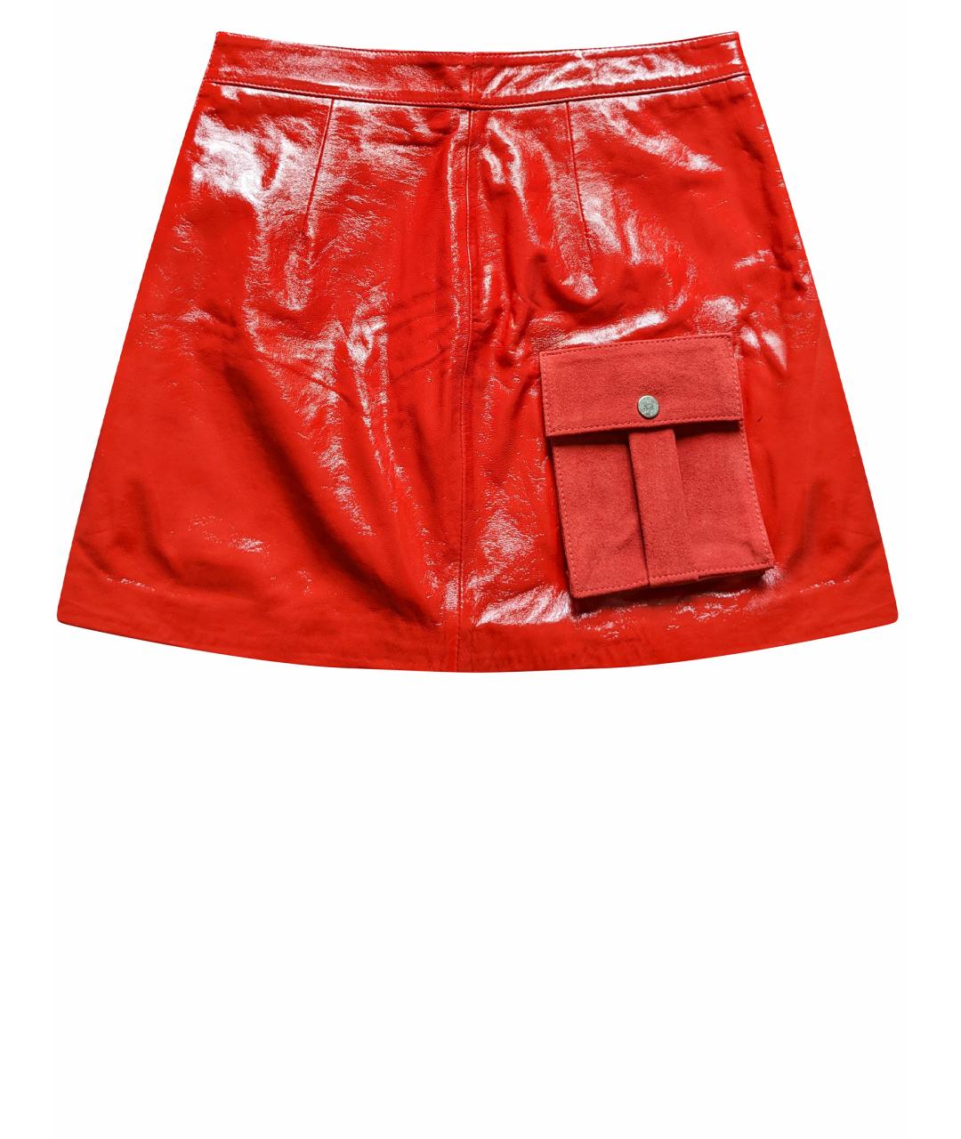 MUUBAA Красная кожаная юбка мини, фото 1