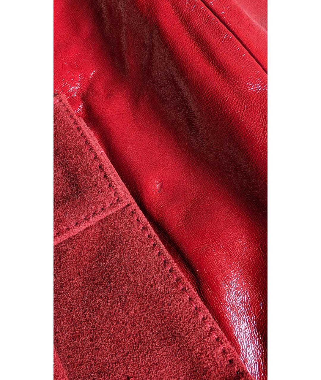 MUUBAA Красная кожаная юбка мини, фото 7