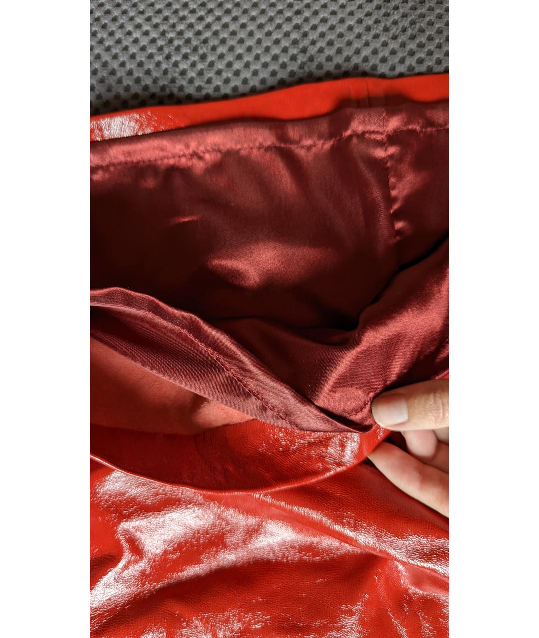 MUUBAA Красная кожаная юбка мини, фото 5
