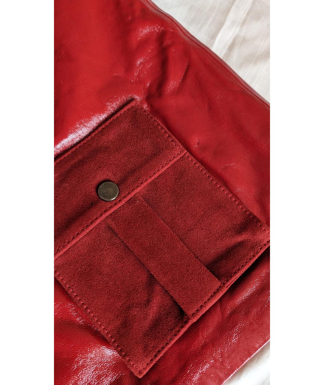MUUBAA Красная кожаная юбка мини, фото 6