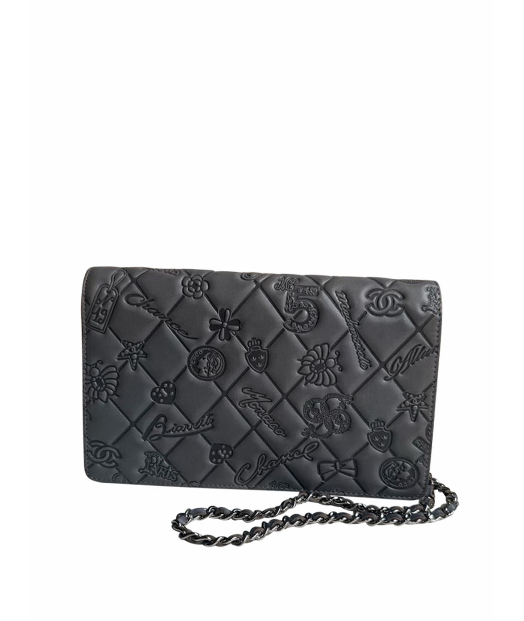 CHANEL PRE-OWNED Антрацитовая кожаная сумка через плечо, фото 1