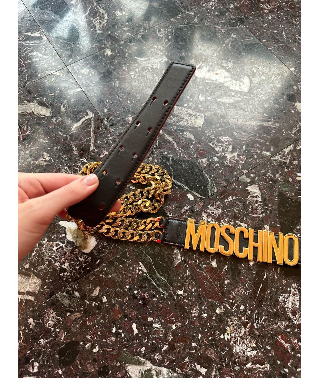 MOSCHINO Черный кожаный ремень, фото 2