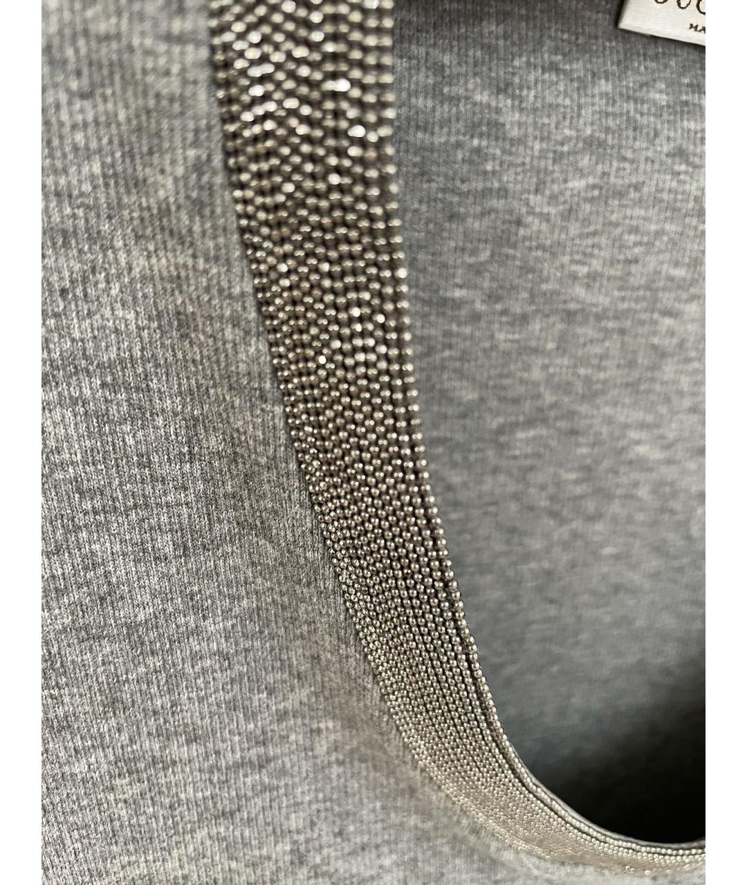 BRUNELLO CUCINELLI Серая хлопко-эластановая футболка, фото 6