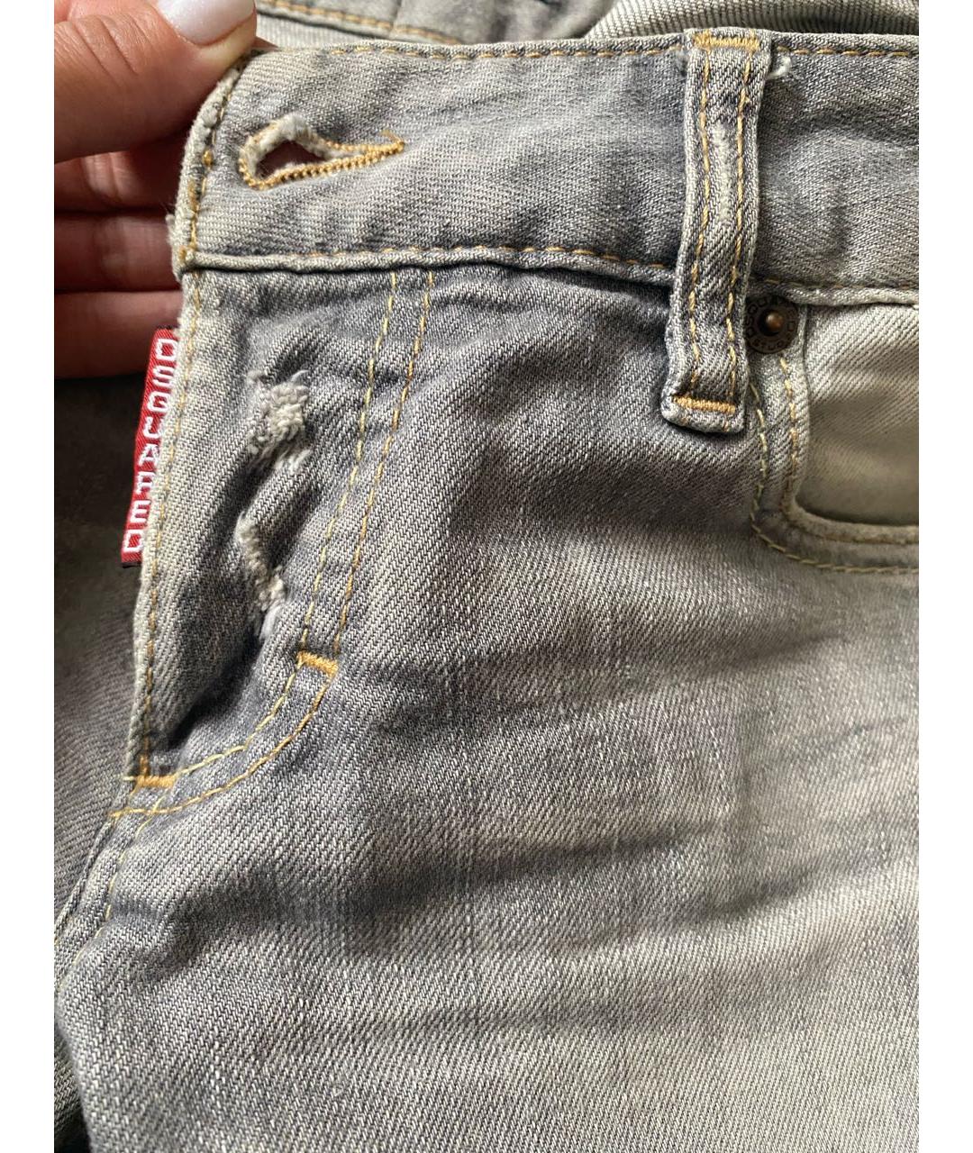 DSQUARED2 Серые хлопковые джинсы слим, фото 4