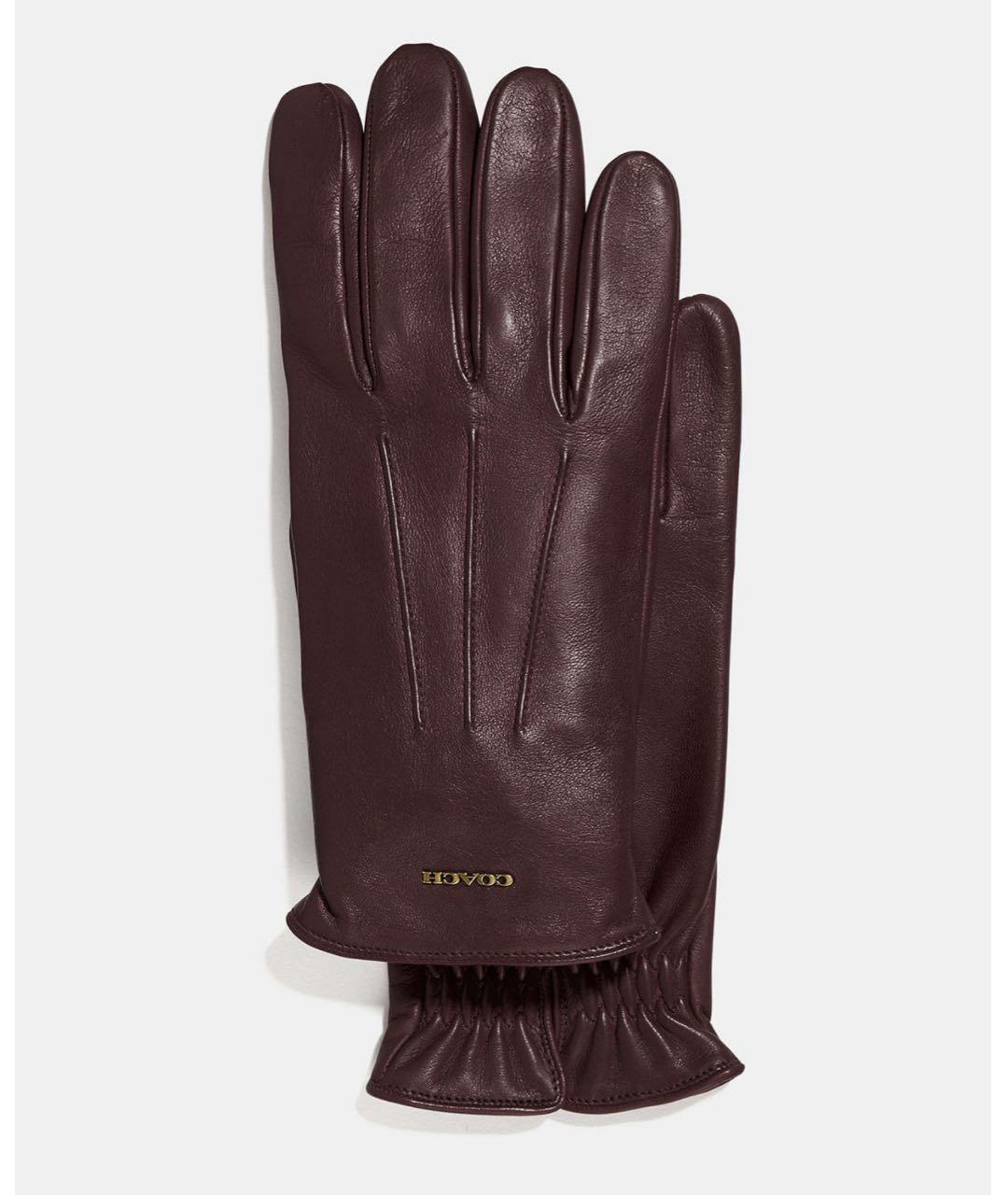 COACH Коричневые кожаные перчатки, фото 9