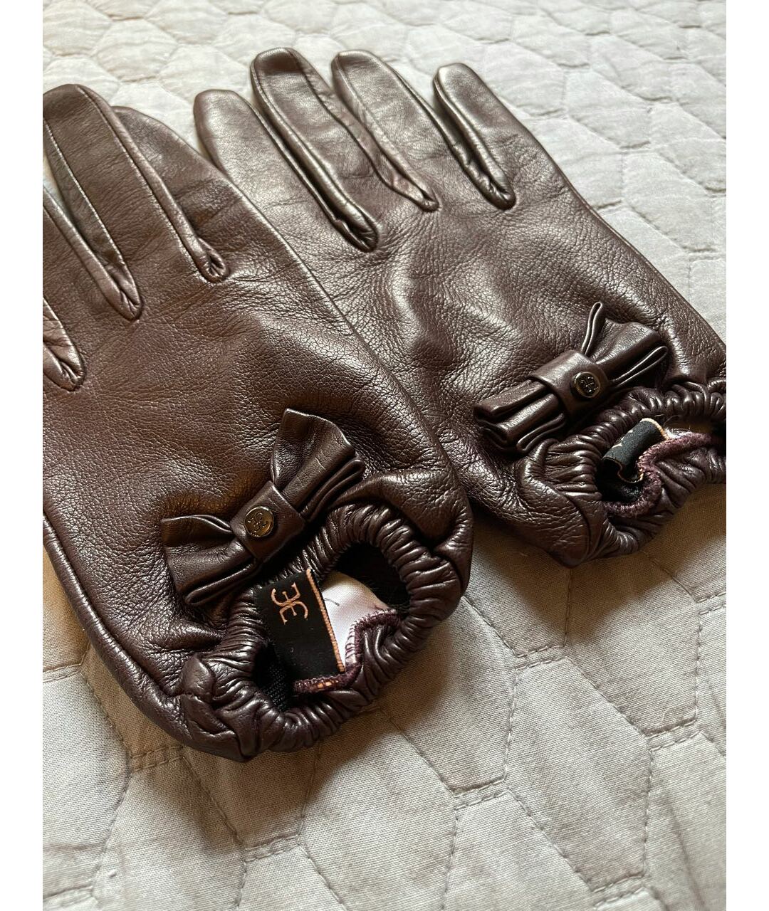 FABI Бордовые кожаные перчатки, фото 3