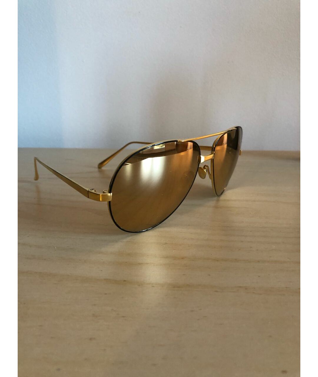 LINDA FARROW Золотые металлические солнцезащитные очки, фото 4