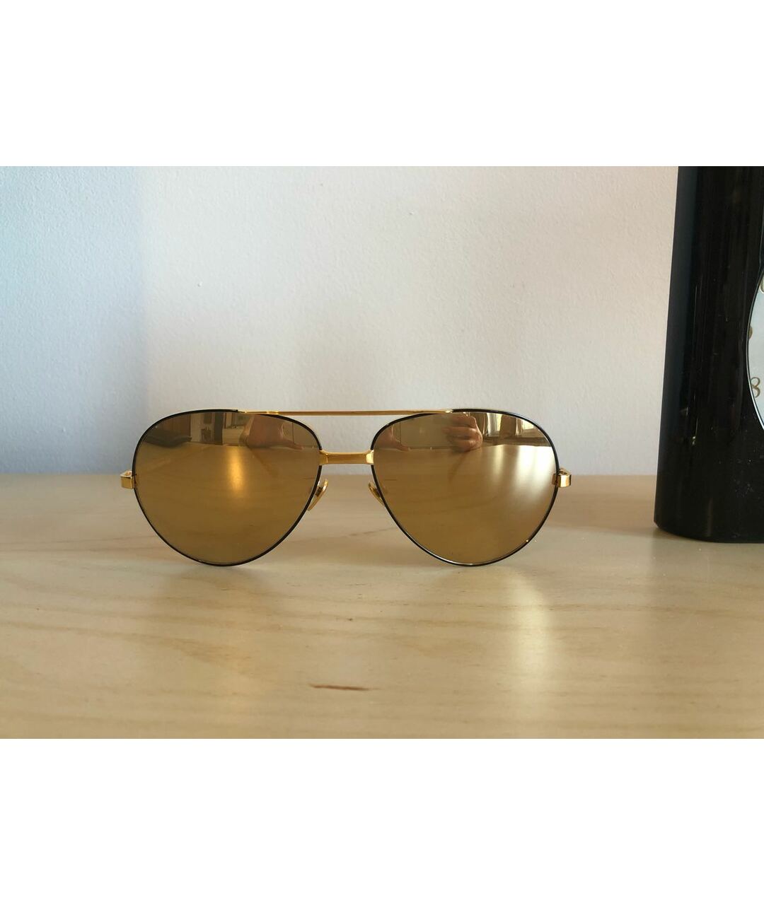 LINDA FARROW Золотые металлические солнцезащитные очки, фото 8