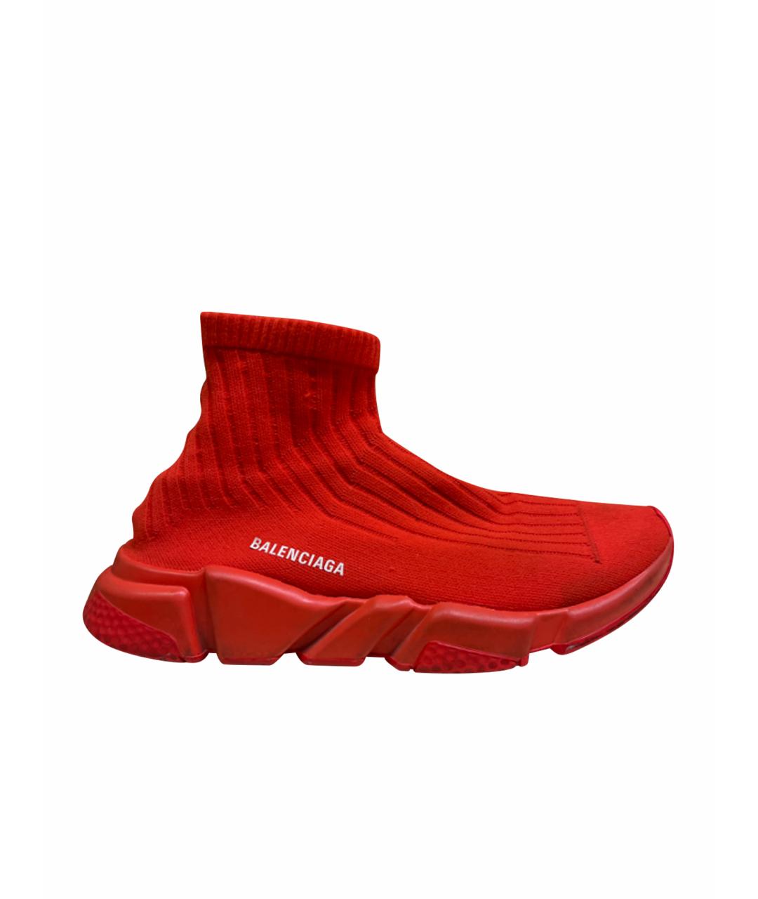 BALENCIAGA Красные текстильные высокие кроссовки / кеды, фото 1