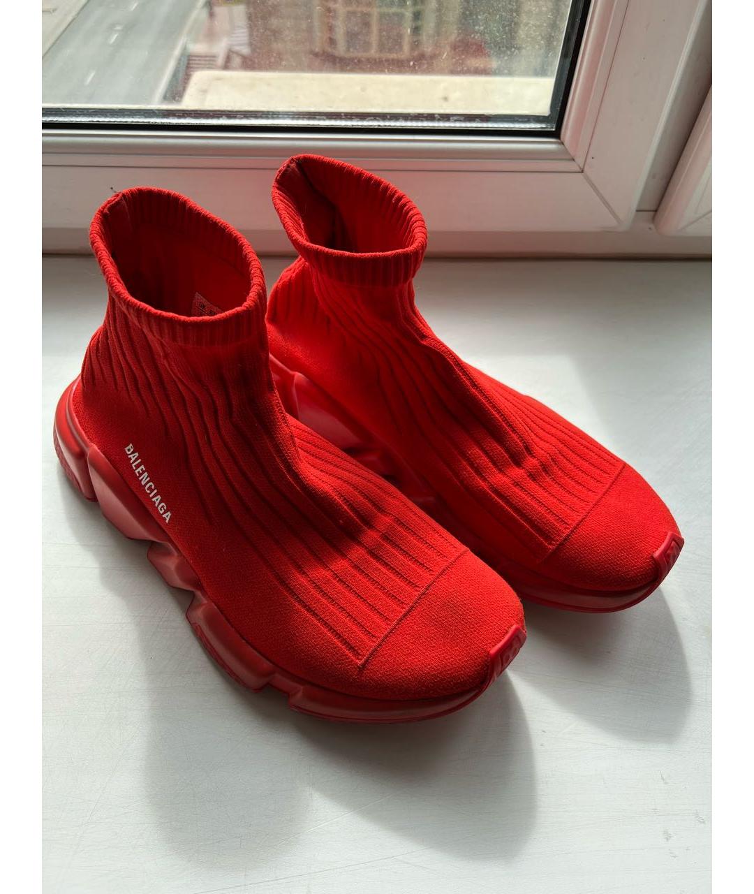 BALENCIAGA Красные текстильные высокие кроссовки / кеды, фото 2