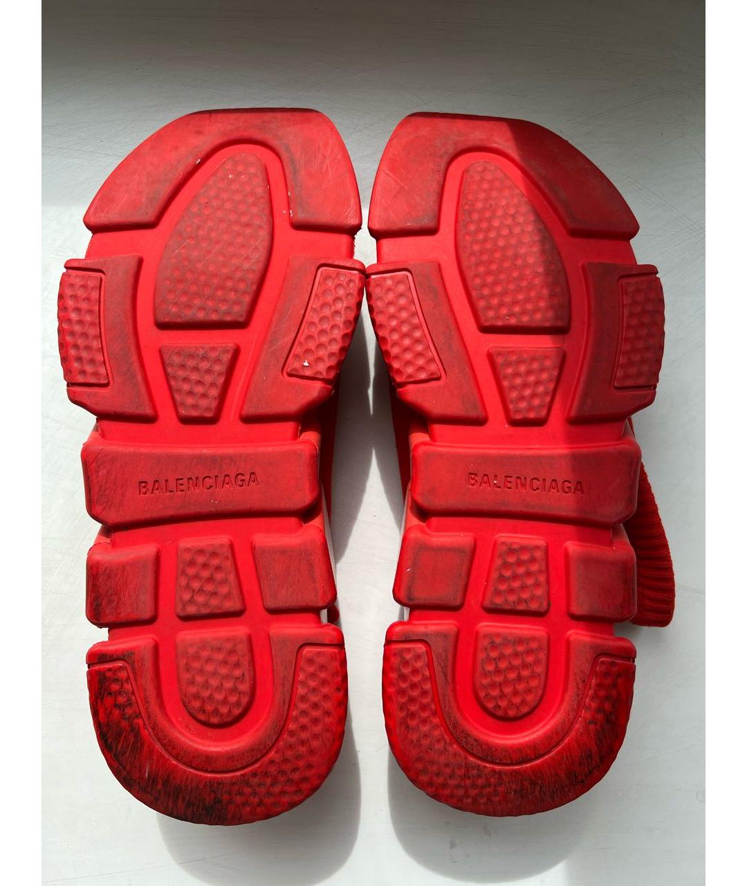 BALENCIAGA Красные текстильные высокие кроссовки / кеды, фото 4