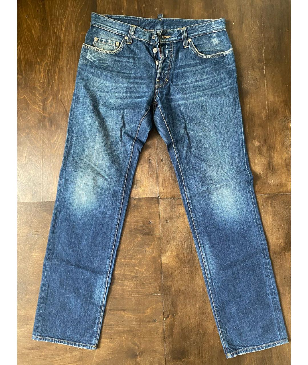 DSQUARED2 Темно-синие хлопковые прямые джинсы, фото 5