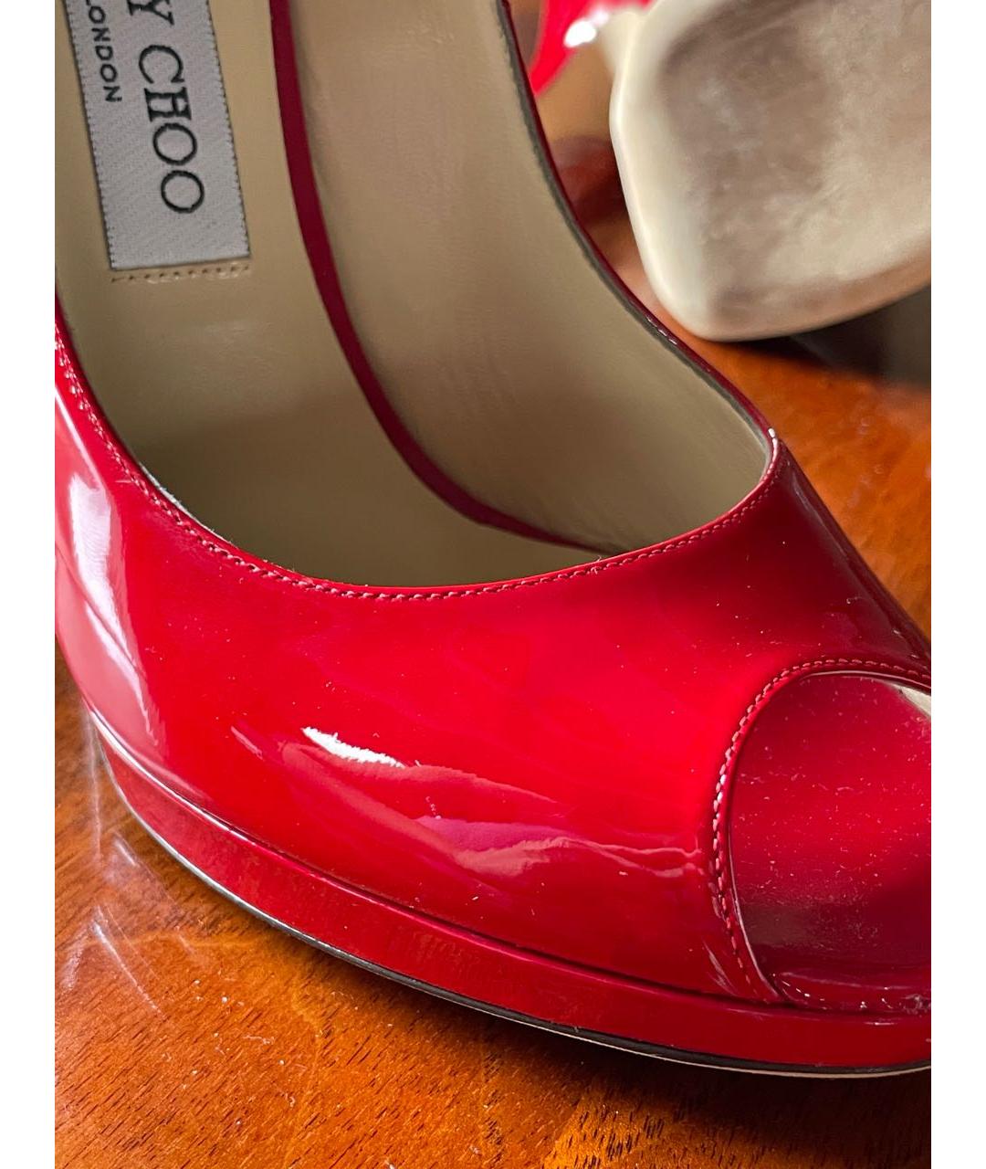 JIMMY CHOO Красные туфли из лакированной кожи, фото 5