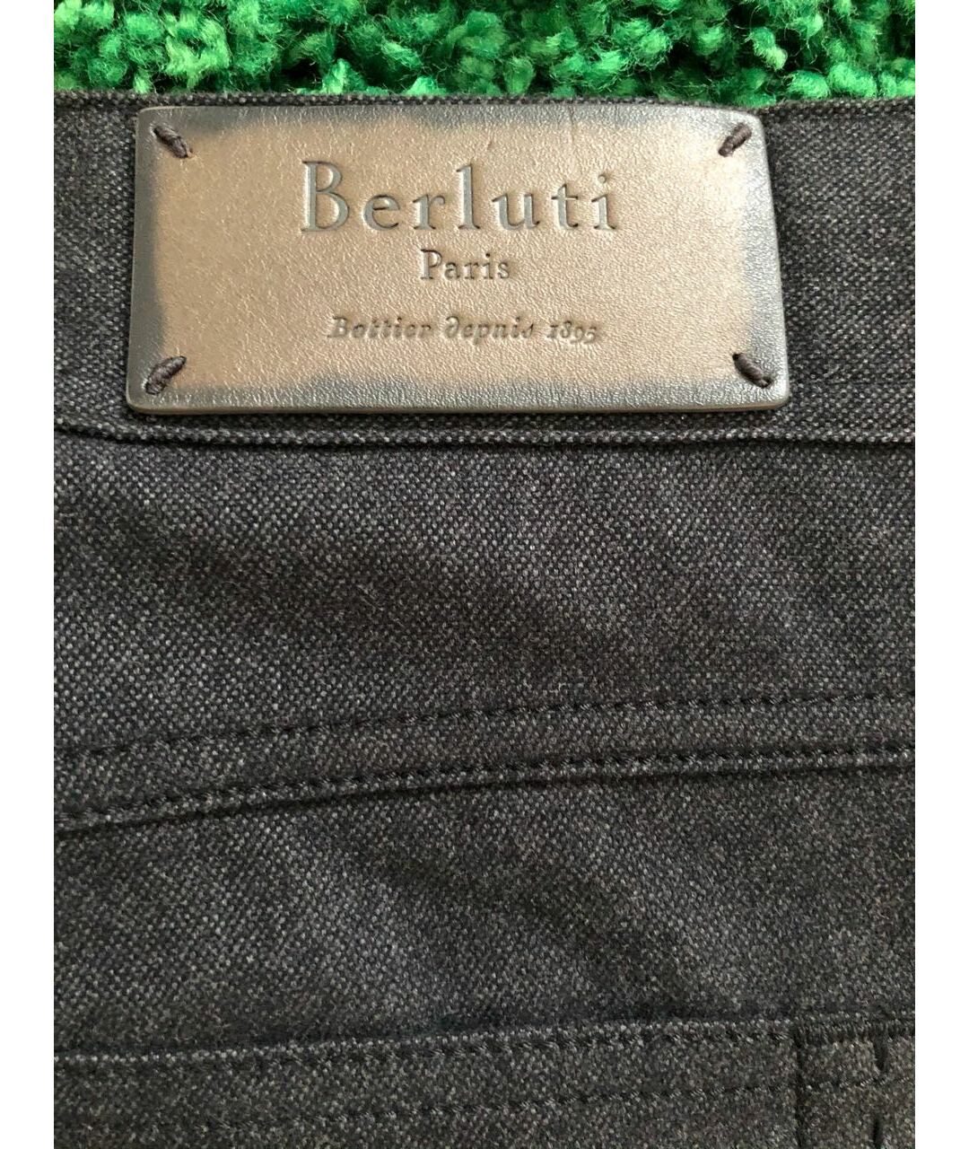 BERLUTI Серые хлопко-эластановые повседневные брюки, фото 4