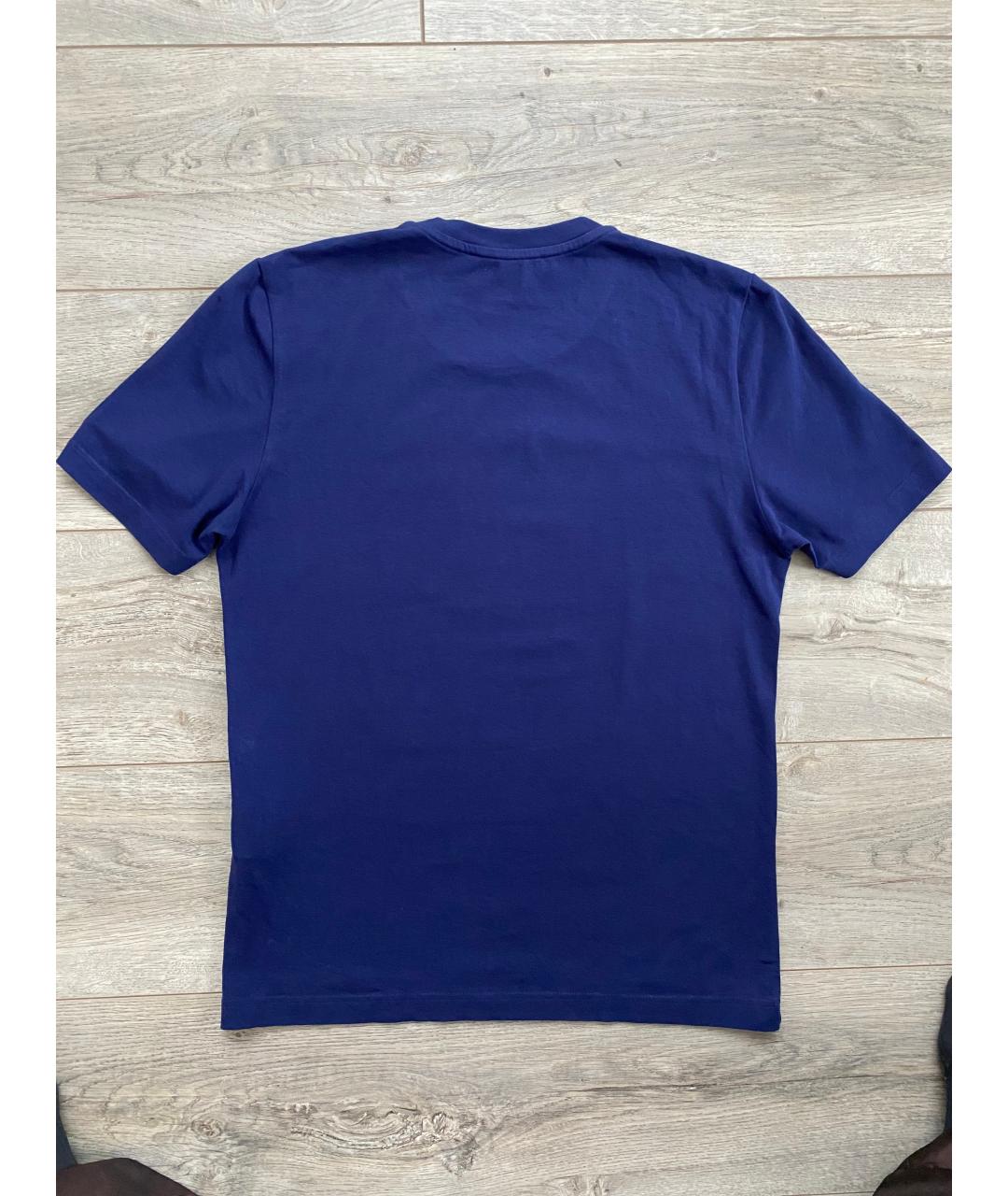 LOVE MOSCHINO Синяя хлопко-эластановая футболка, фото 3