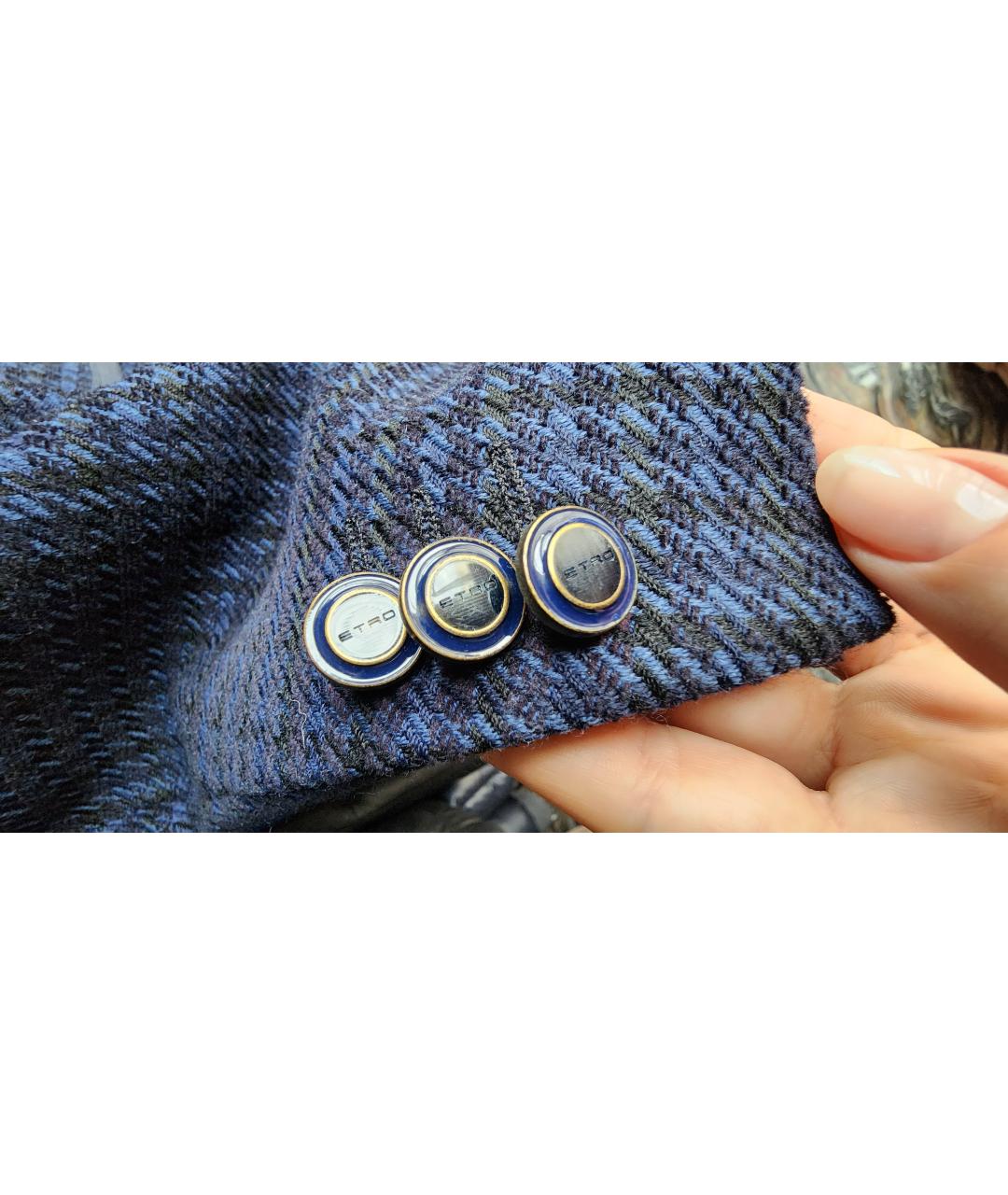 ETRO Синий шерстяной пиджак, фото 5