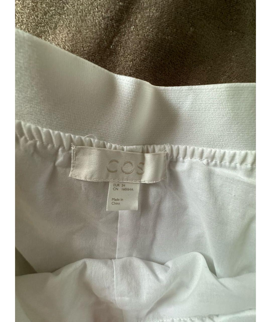COS Белые хлопко-эластановые брюки широкие, фото 4
