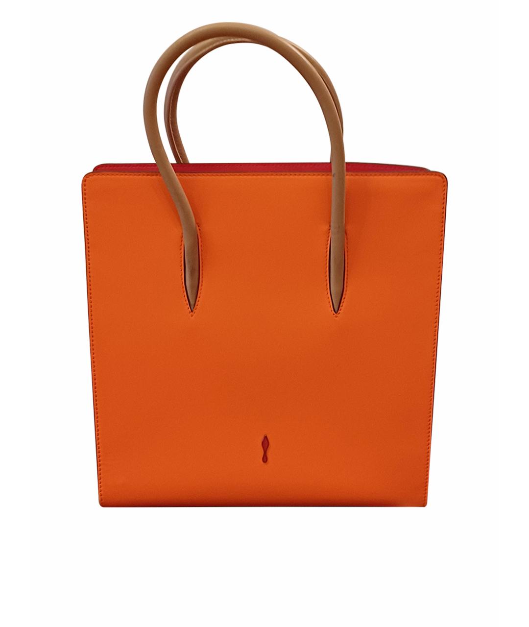 CHRISTIAN LOUBOUTIN Оранжевая кожаная сумка с короткими ручками, фото 1