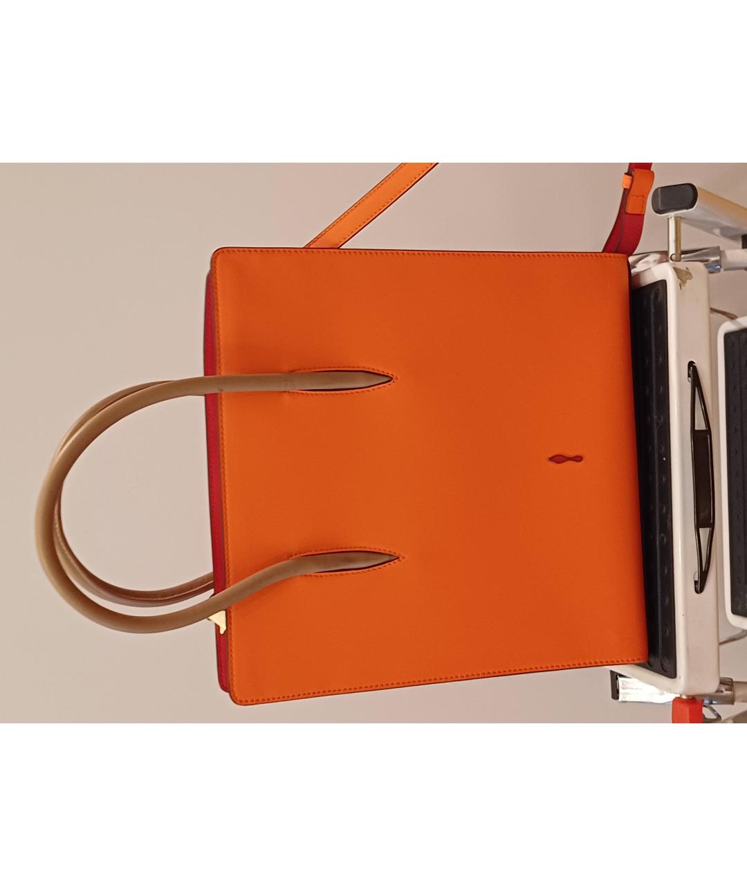 CHRISTIAN LOUBOUTIN Оранжевая кожаная сумка с короткими ручками, фото 7