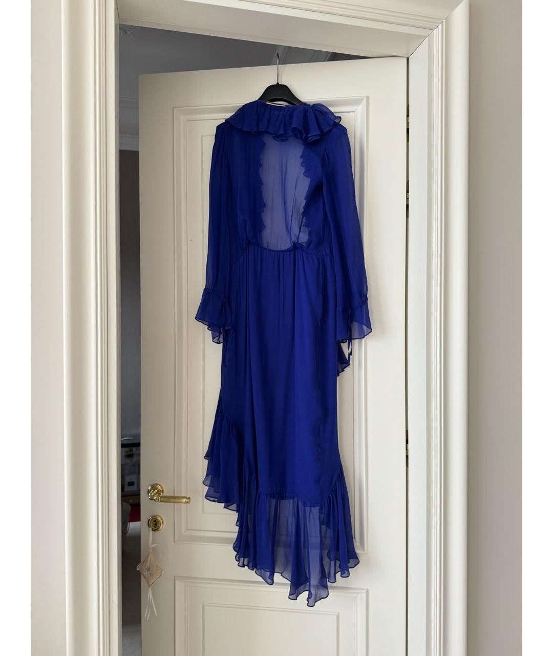 SAINT LAURENT Синее шелковое вечернее платье, фото 3