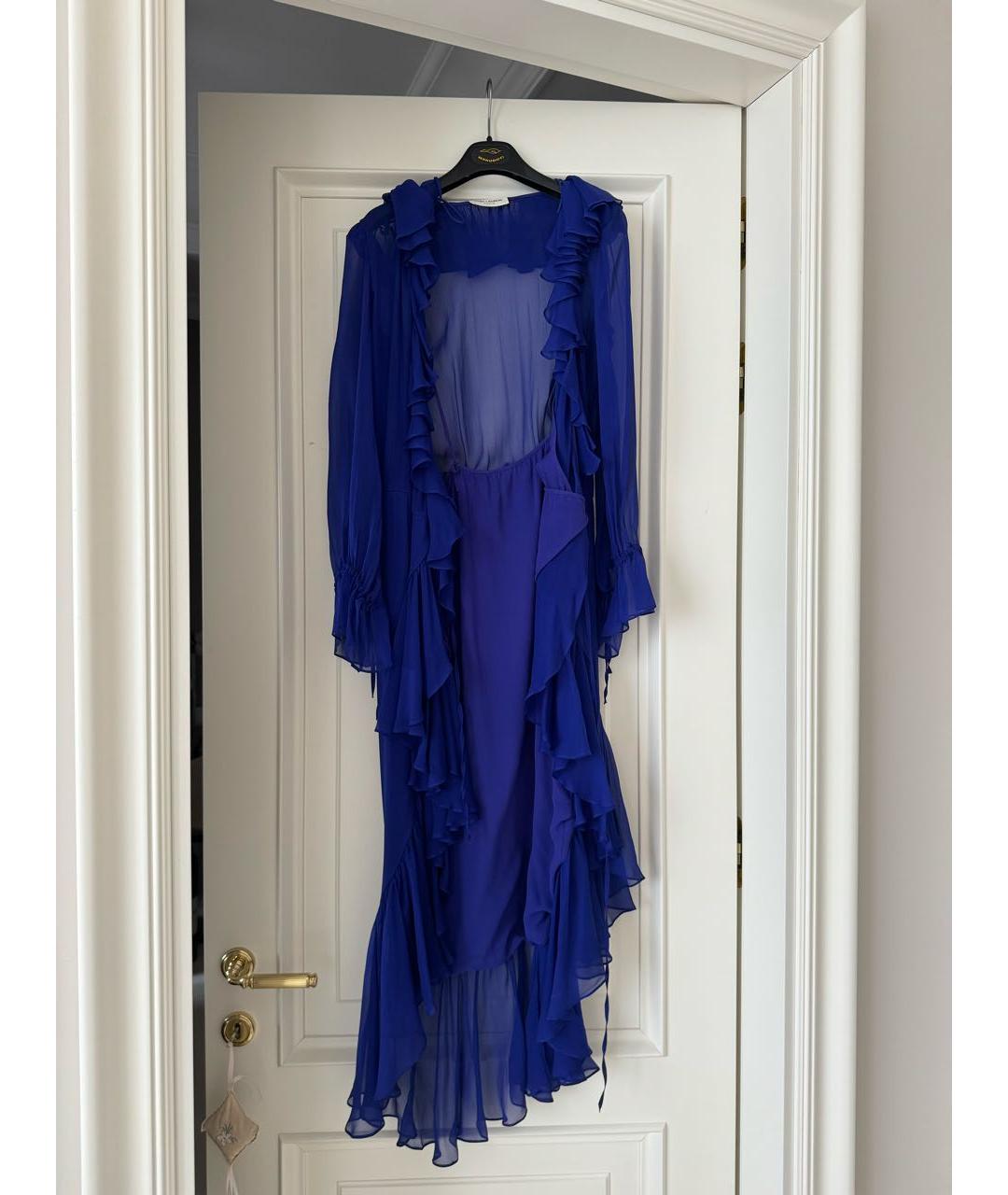 SAINT LAURENT Синее шелковое вечернее платье, фото 7