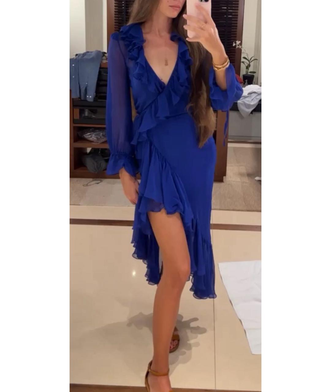 SAINT LAURENT Синее шелковое вечернее платье, фото 6