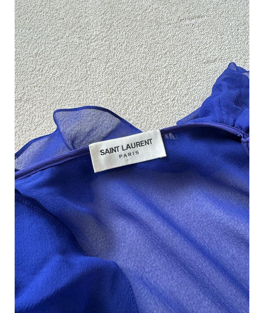 SAINT LAURENT Синее шелковое вечернее платье, фото 5
