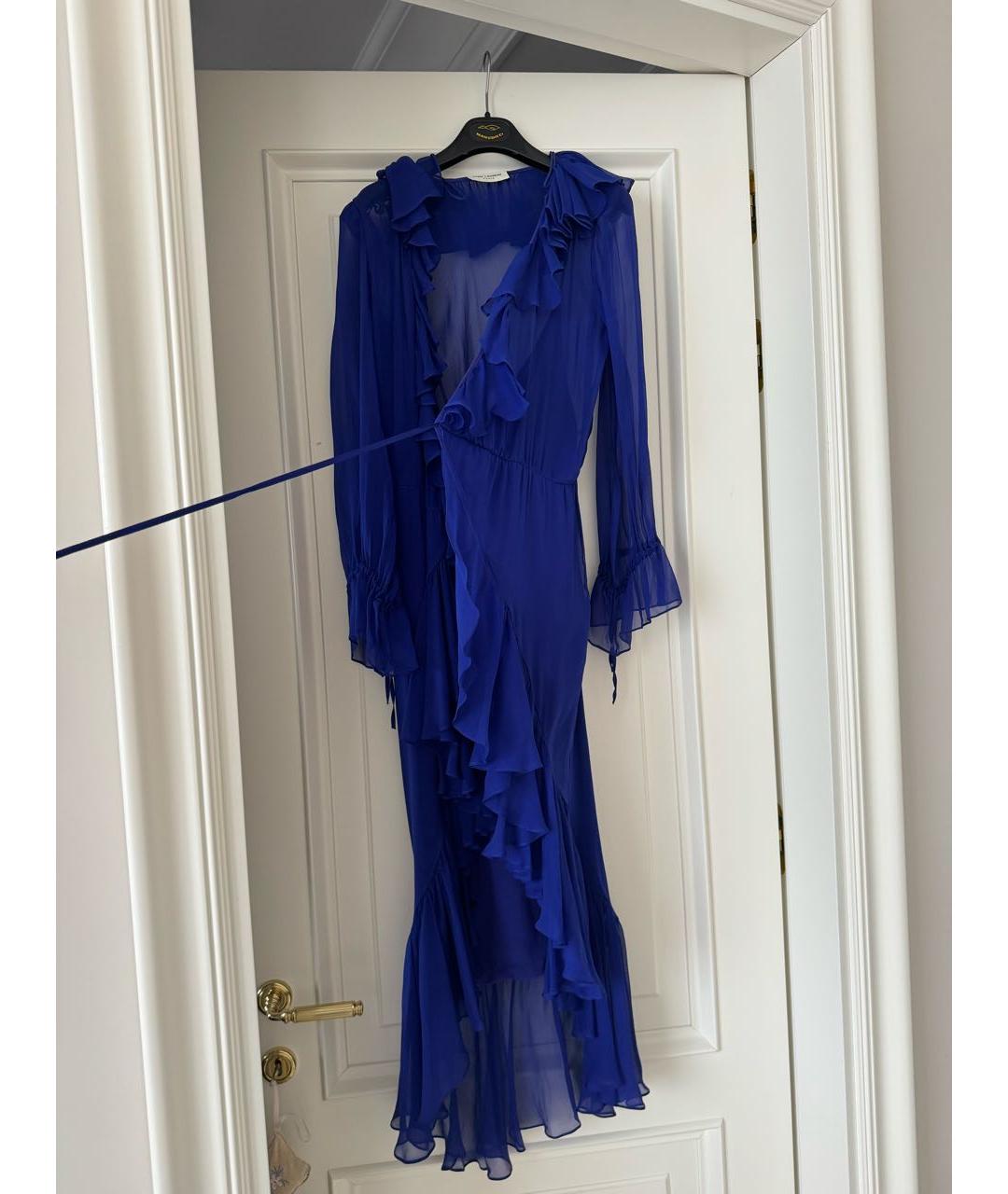 SAINT LAURENT Синее шелковое вечернее платье, фото 2