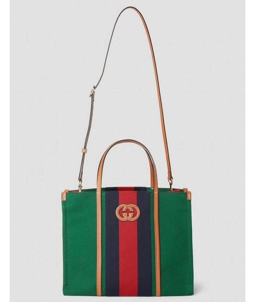 GUCCI Зеленая тканевая сумка тоут, фото 5