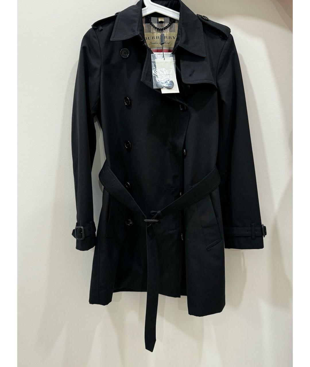 BURBERRY Черный хлопковый тренч/плащ, фото 5